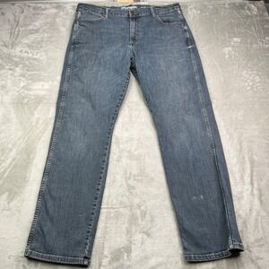 Wrangler Retro Jeans Mens 38x34 Blue Slim Straight Western Cowboy Stretch Denim